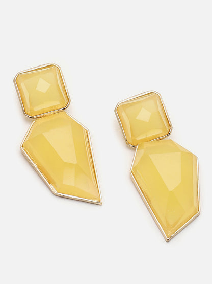 SOHI YELLOW STONES ABSTARCT DROP EARRINGS