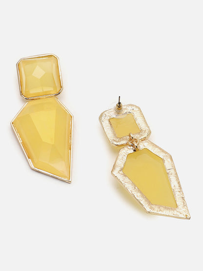 SOHI YELLOW STONES ABSTARCT DROP EARRINGS