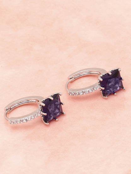 SOHI PURPLE STONE AMERICAN DIAMOND EARRINGS