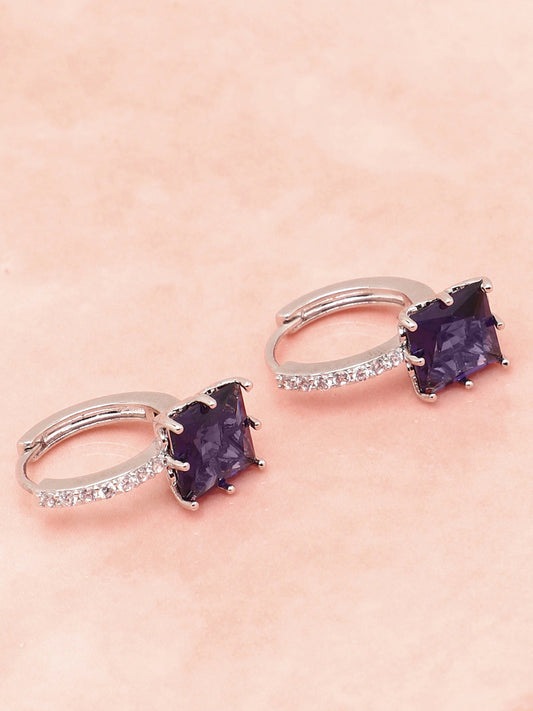 SOHI PURPLE STONE AMERICAN DIAMOND EARRINGS