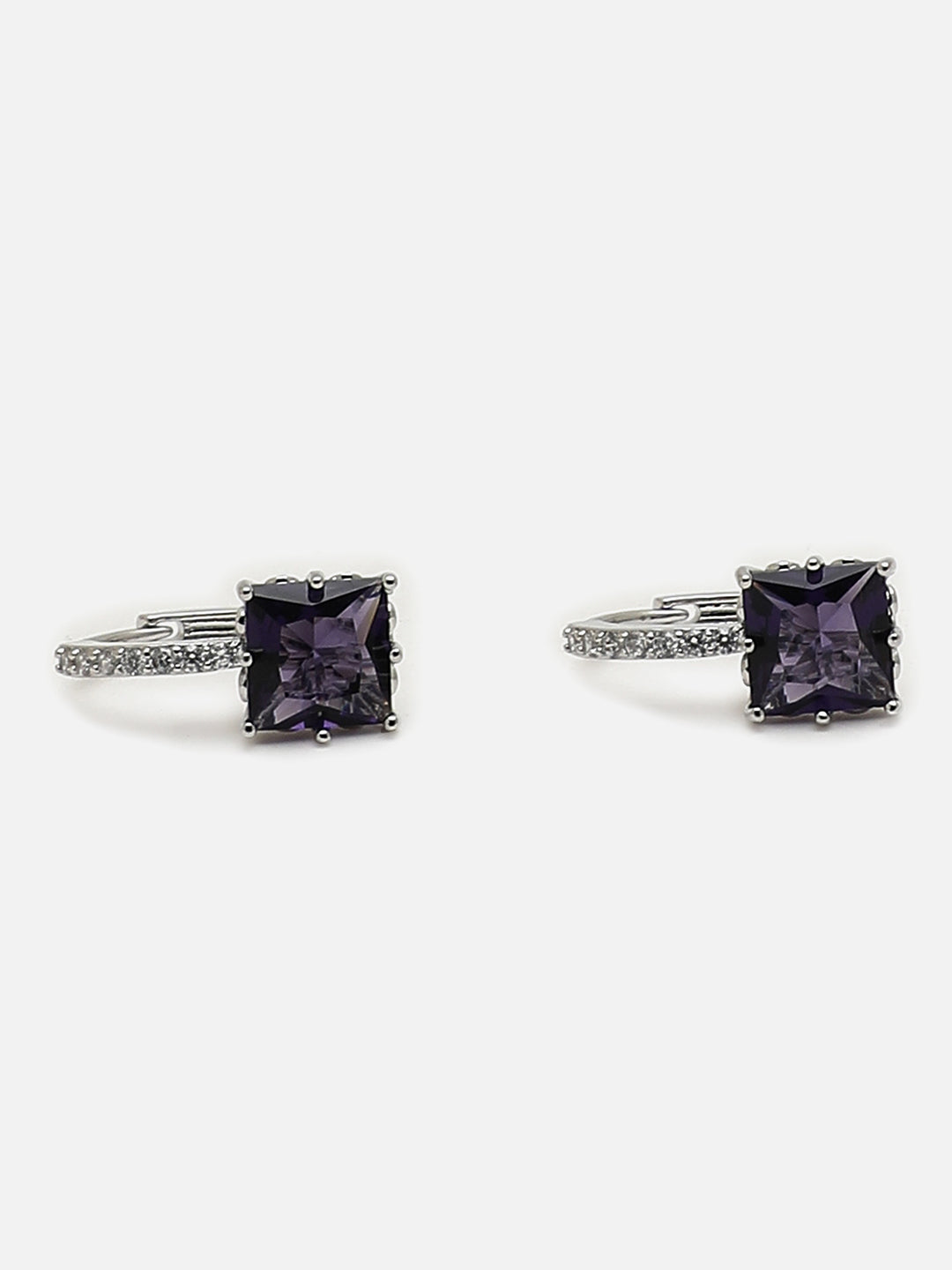 SOHI PURPLE STONE AMERICAN DIAMOND EARRINGS