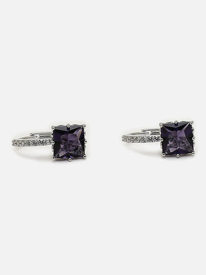 SOHI PURPLE STONE AMERICAN DIAMOND EARRINGS
