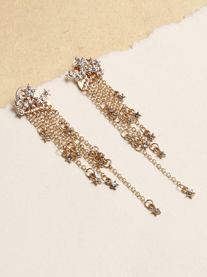 SOHI GOLD STONES DROP EARRINGS