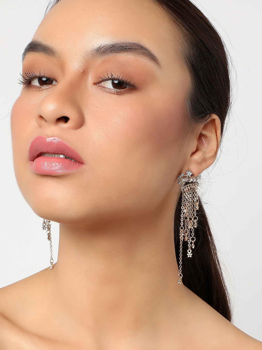 SOHI GOLD STONES DROP EARRINGS