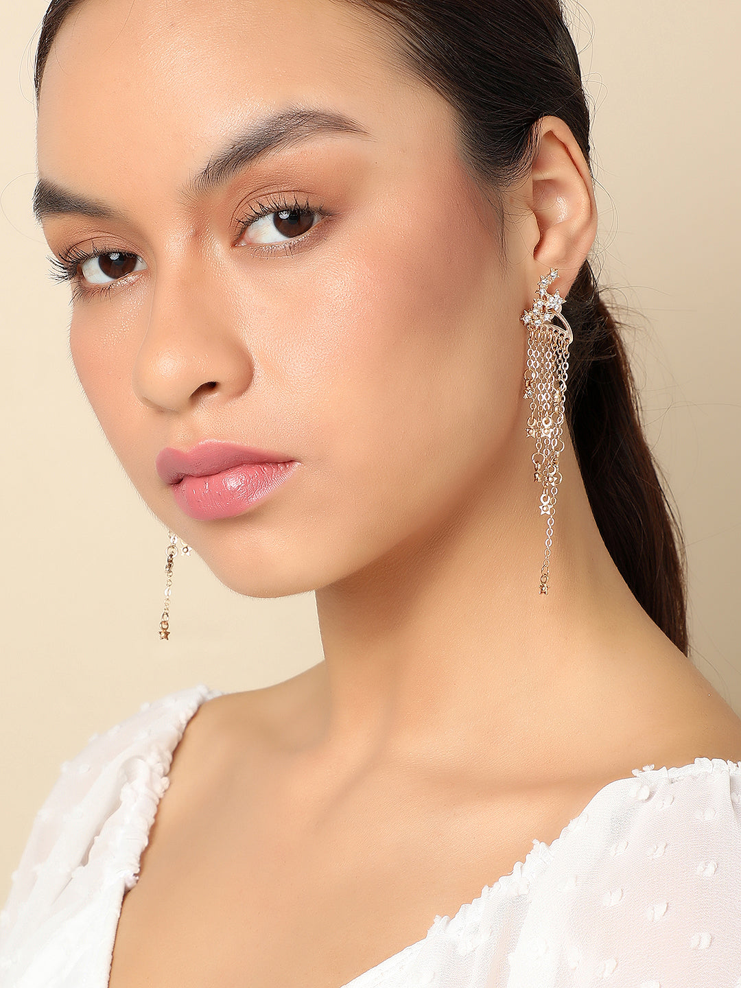 SOHI GOLD STONES DROP EARRINGS