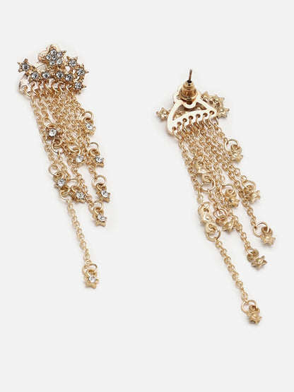SOHI GOLD STONES DROP EARRINGS
