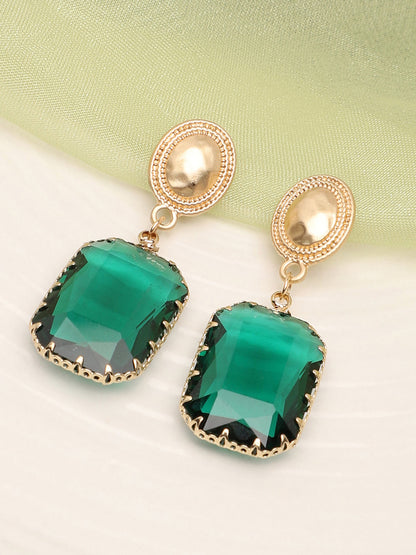 Gold Plated Party Designer Stone Drop Earring For Women