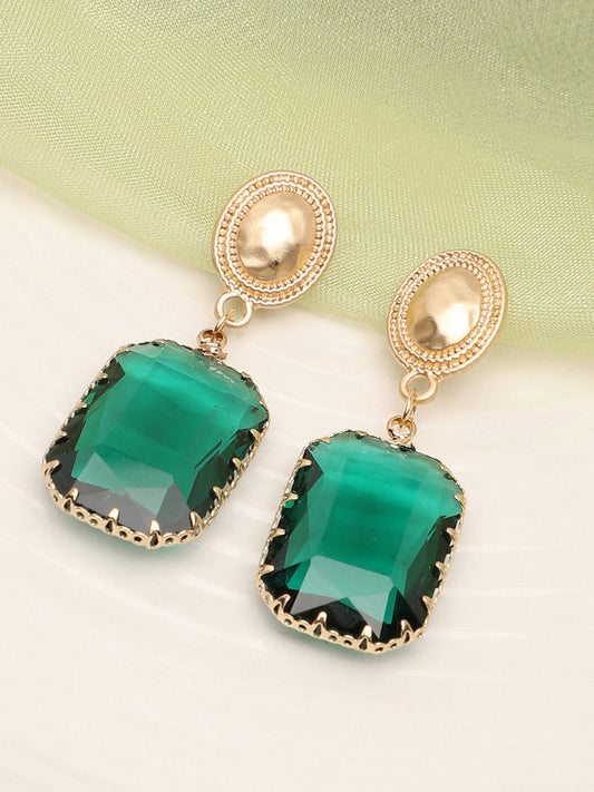 Gold Plated Party Designer Stone Drop Earring For Women