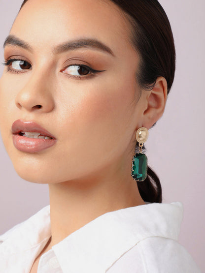 Gold Plated Party Designer Stone Drop Earring For Women