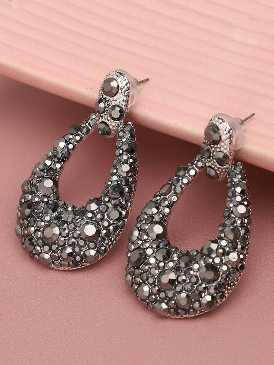 Silver Plated Party Designer Stone Drop Earring For Women