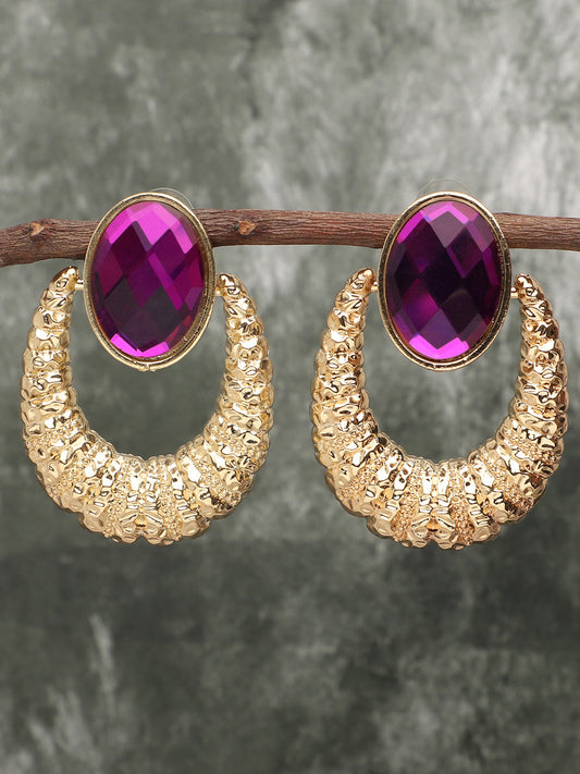 Gold Plated Party Designer Stone Drop Earring For Women