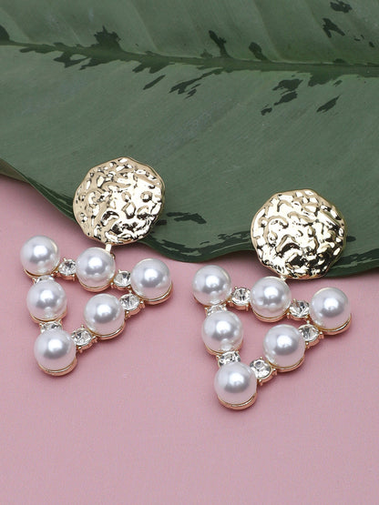 Gold Plated Party Pearls Drop Earring For Women