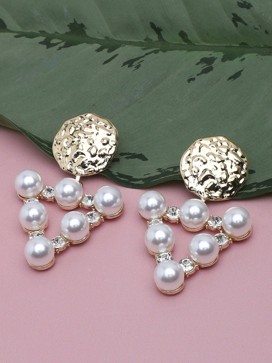 Gold Plated Party Pearls Drop Earring For Women