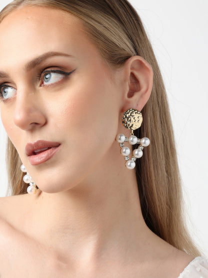 Gold Plated Party Pearls Drop Earring For Women