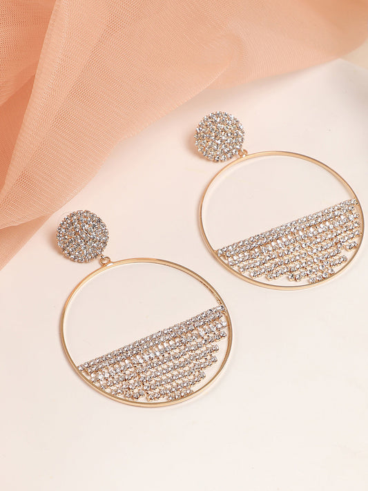 Gold Plated Party Designer Stone Drop Earring For Women