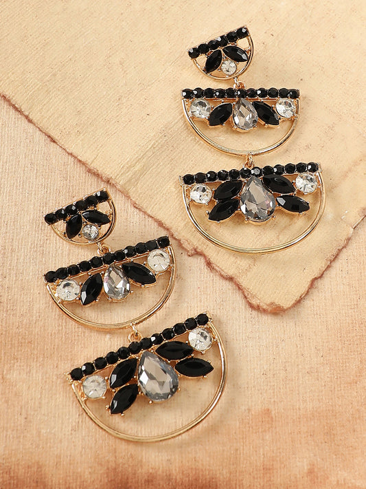 Gold Plated Party Designer Stone Drop Earring For Women