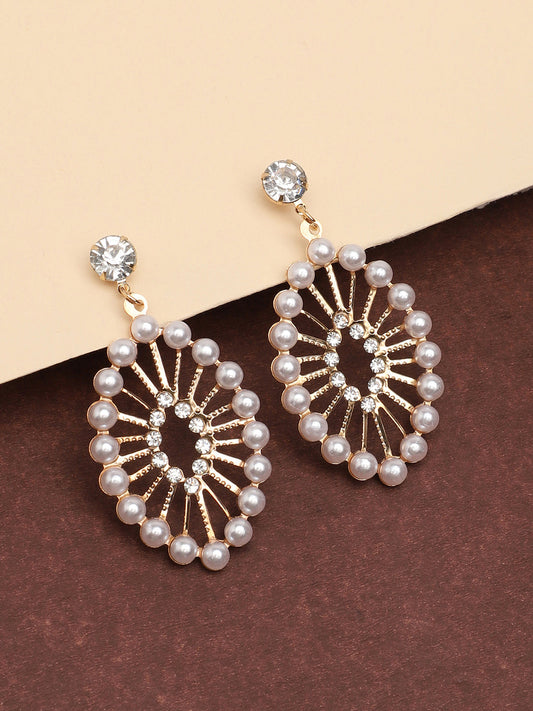 Gold Plated Party Designer Stone Drop Earring For Women