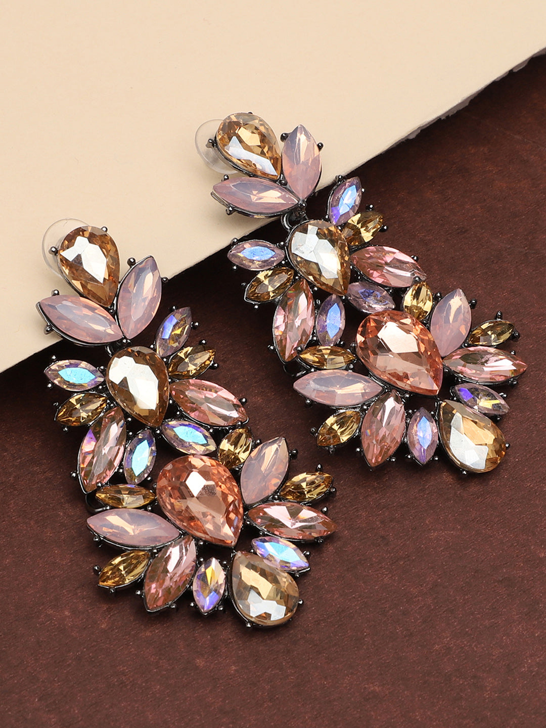 Gold Plated Party Designer Stone Drop Earring For Women