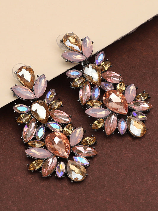 Gold Plated Party Designer Stone Drop Earring For Women