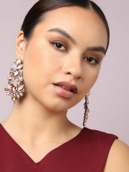 Gold Plated Party Designer Stone Drop Earring For Women