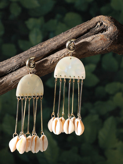 Gold Plated Party Shell Drop Earring For Women