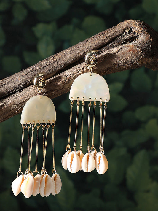 Gold Plated Party Shell Drop Earring For Women
