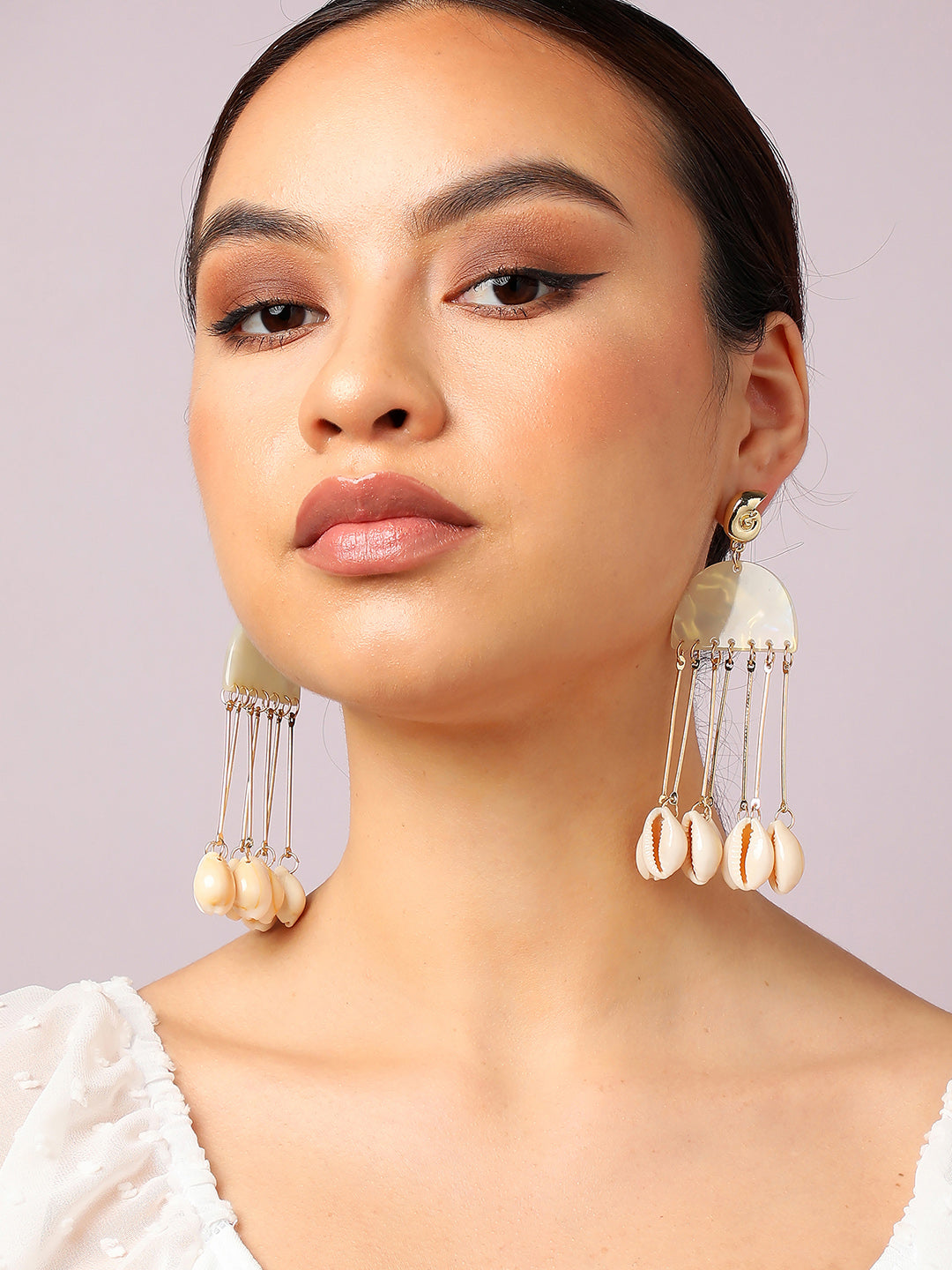 Gold Plated Party Shell Drop Earring For Women