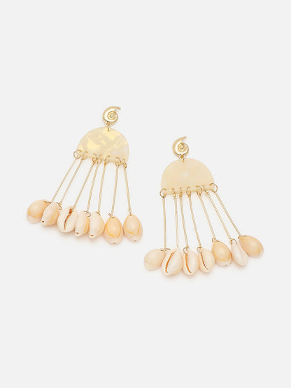 Gold Plated Party Shell Drop Earring For Women