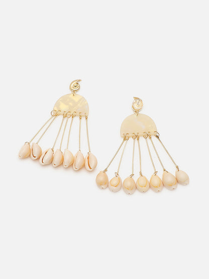 Gold Plated Party Shell Drop Earring For Women