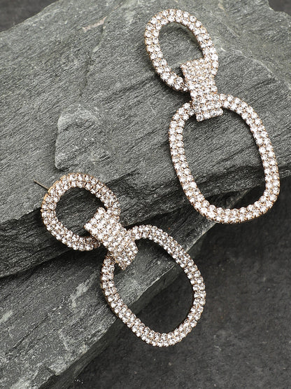 Gold Plated Party Designer Stone Drop Earring For Women