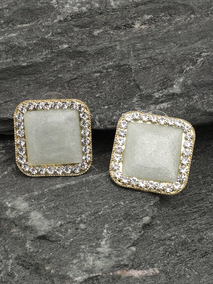 Gold Plated Party Designer Stone Stud For Women