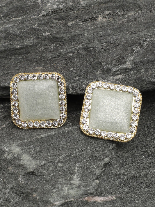 Gold Plated Party Designer Stone Stud For Women