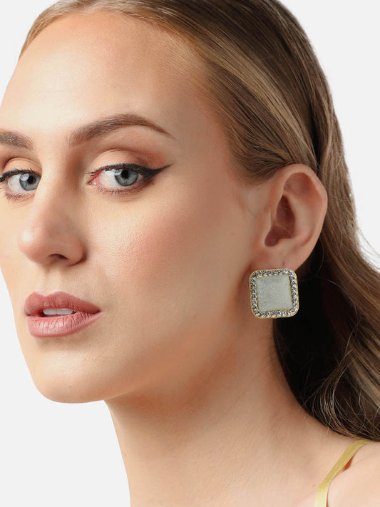 Gold Plated Party Designer Stone Stud For Women