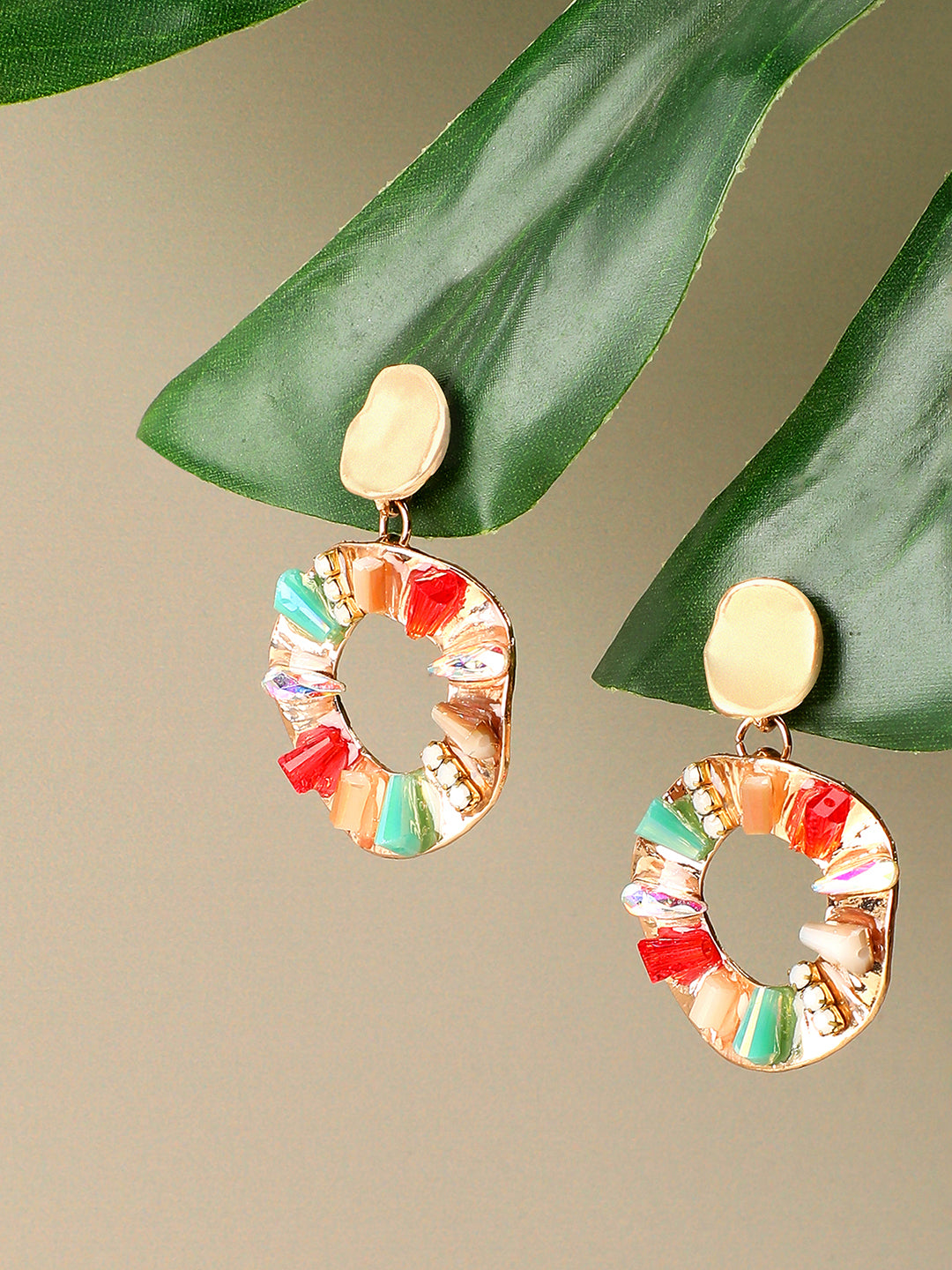 Gold Plated Party Designer Stone Drop Earring For Women