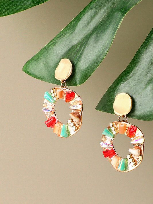 Gold Plated Party Designer Stone Drop Earring For Women
