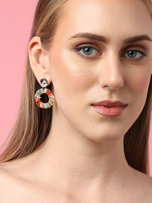 Gold Plated Party Designer Stone Drop Earring For Women