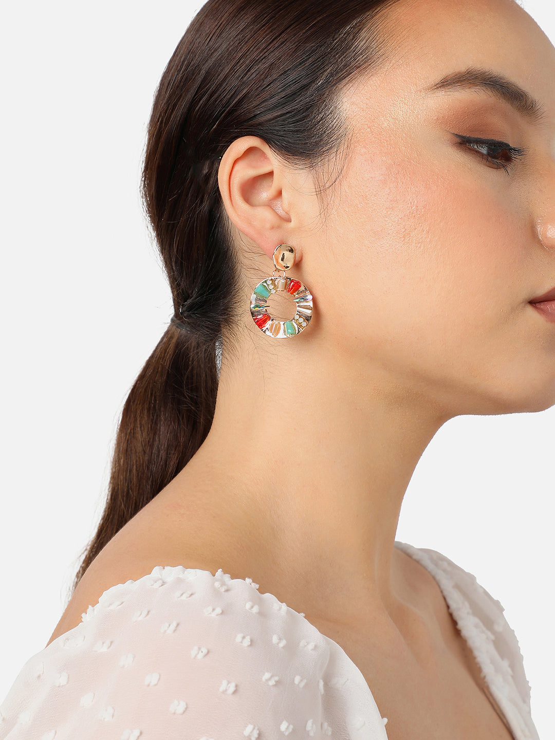 Gold Plated Party Designer Stone Drop Earring For Women