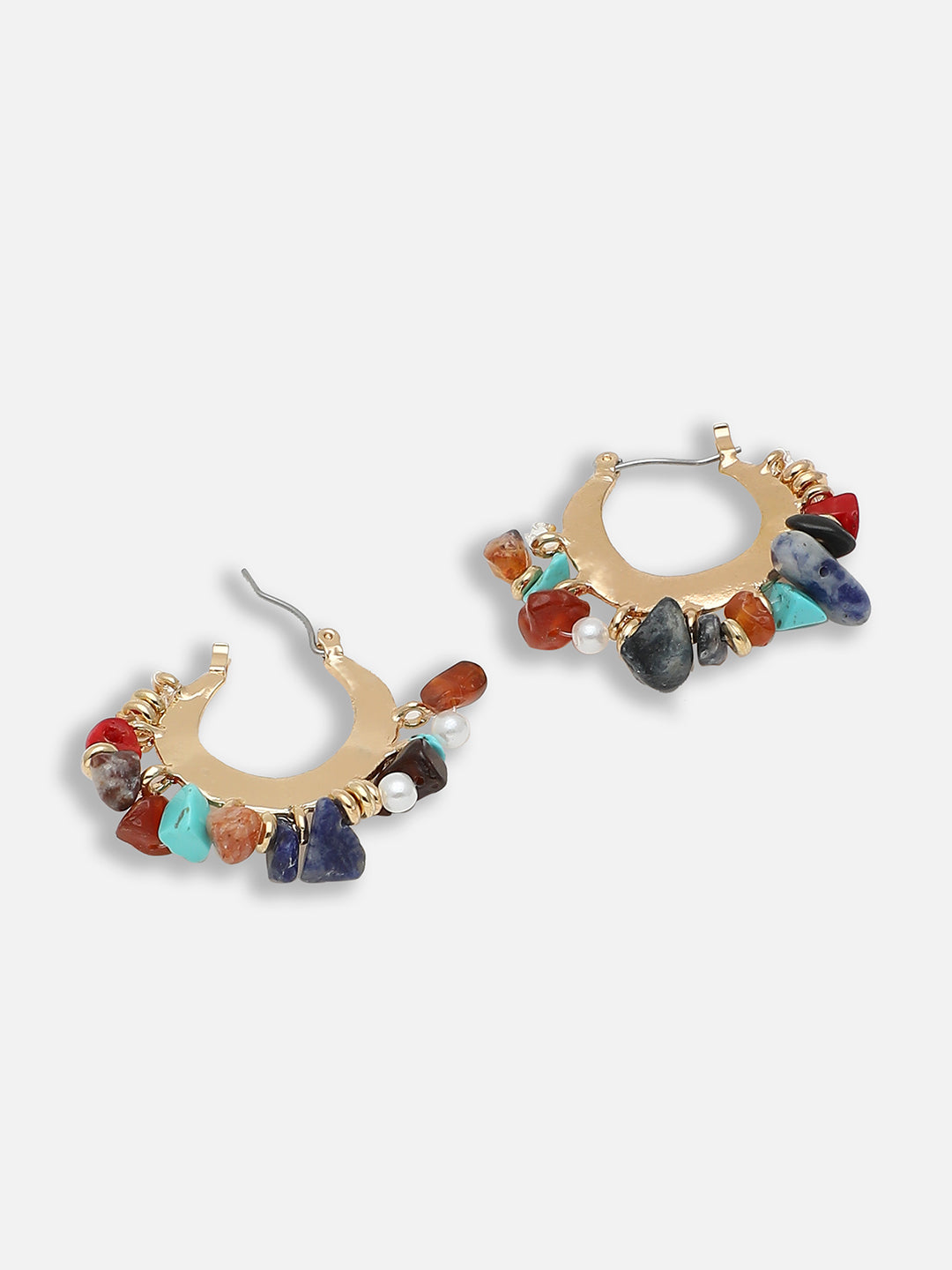 Gold Plated Party Designer Stone Hoop Earring For Women