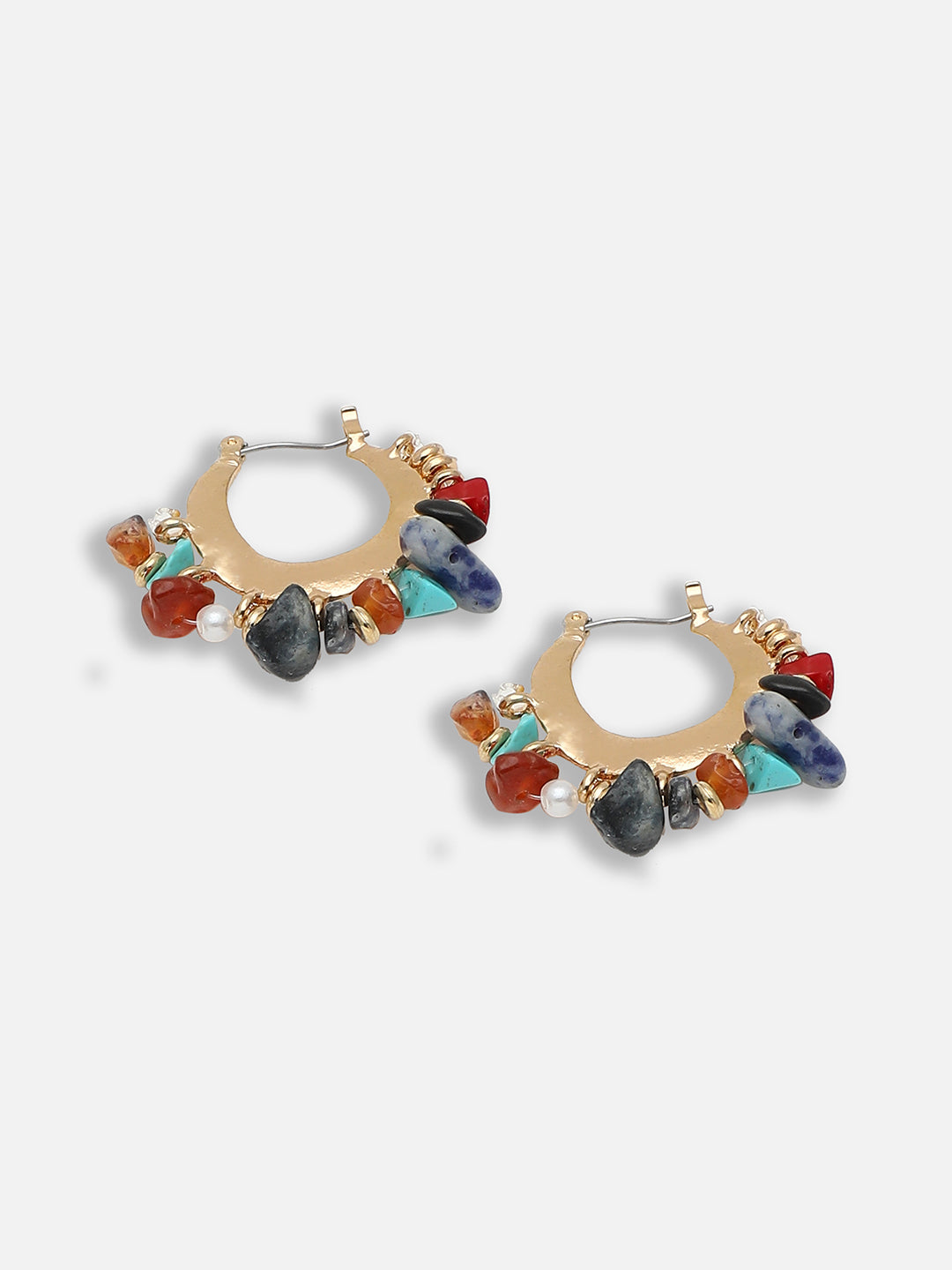 Gold Plated Party Designer Stone Hoop Earring For Women
