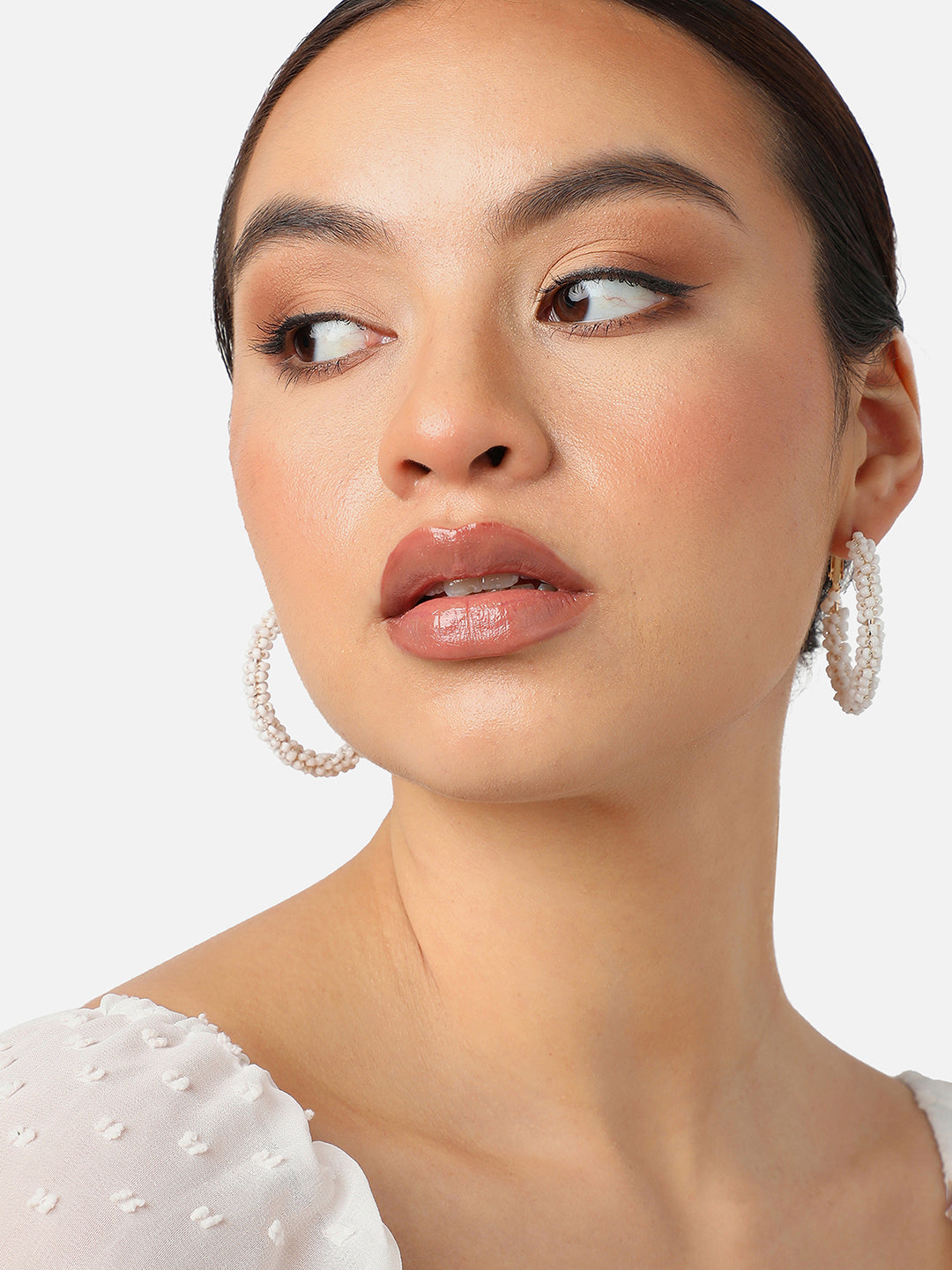 Gold Plated Party Beaded Hoop Earring For Women