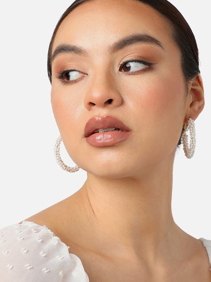 Gold Plated Party Beaded Hoop Earring For Women