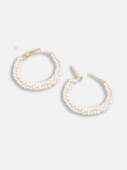 Gold Plated Party Beaded Hoop Earring For Women