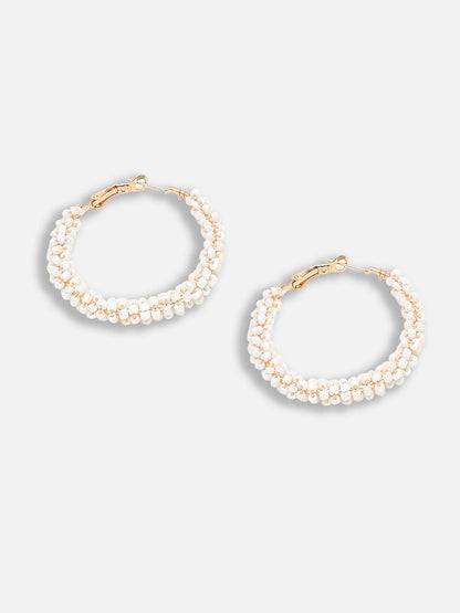 Gold Plated Party Beaded Hoop Earring For Women