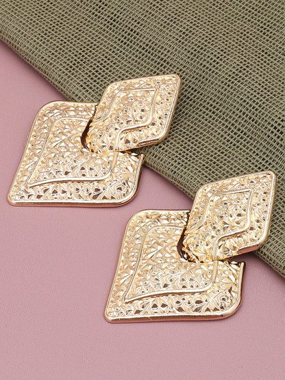 Gold Plated Party Designer Stone Drop Earring For Women