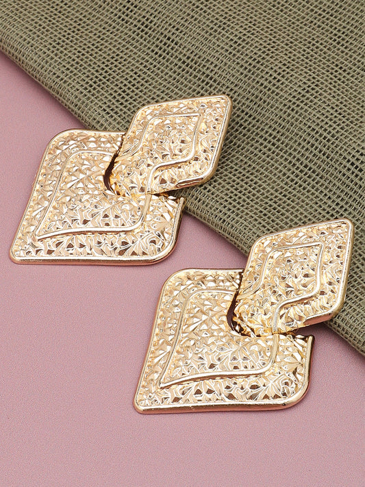 Gold Plated Party Designer Stone Drop Earring For Women