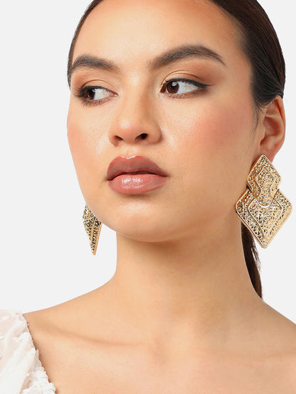 Gold Plated Party Designer Stone Drop Earring For Women