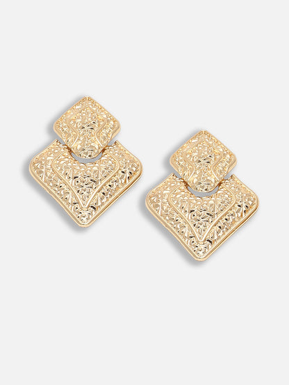 Gold Plated Party Designer Stone Drop Earring For Women