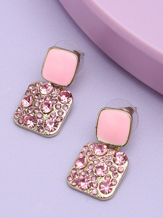 Gold Plated Party Designer Stone Drop Earring For Women