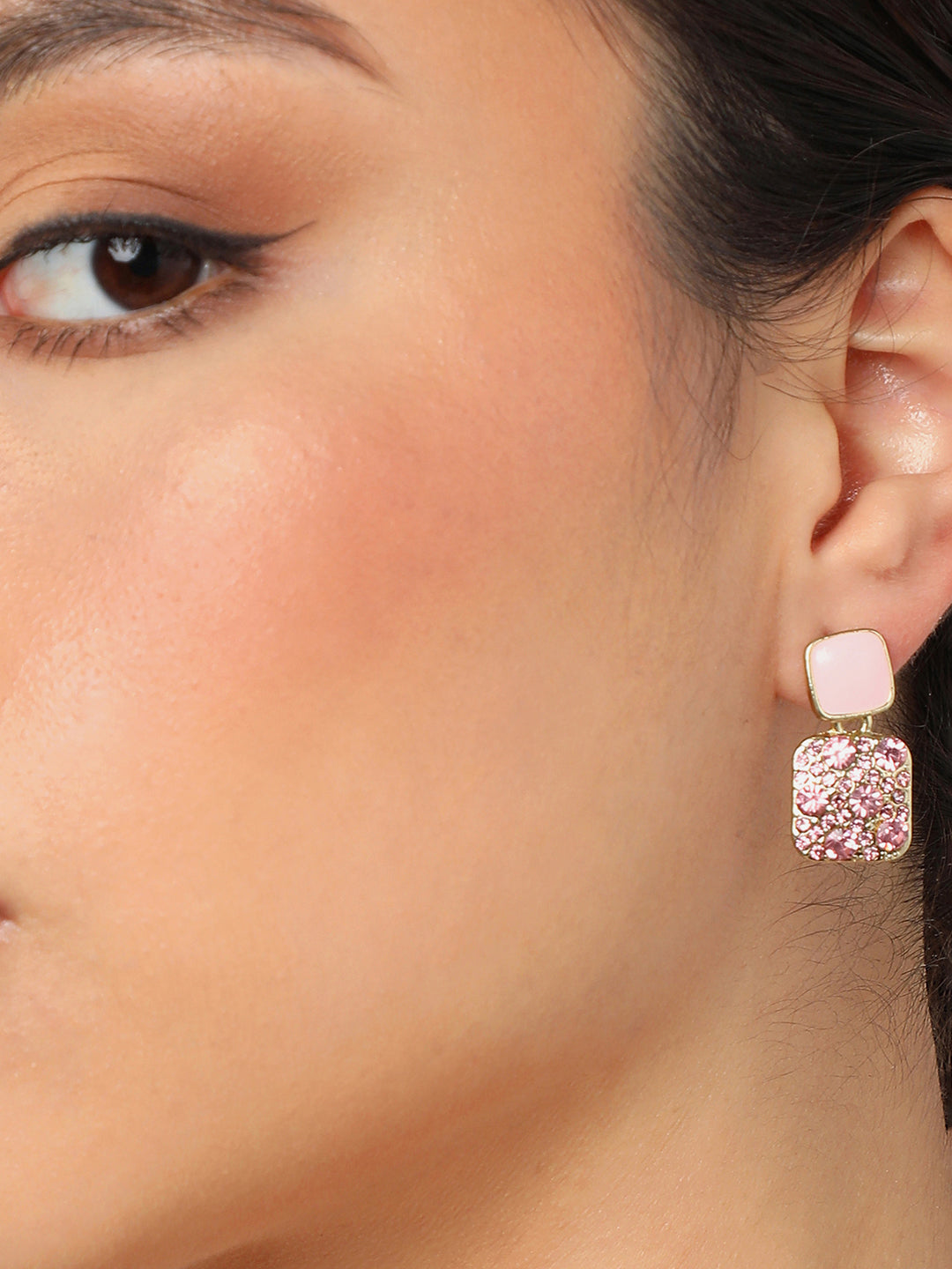 Gold Plated Party Designer Stone Drop Earring For Women