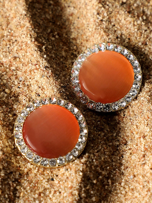 Gold Plated Casual Designer Stone Stud For Women